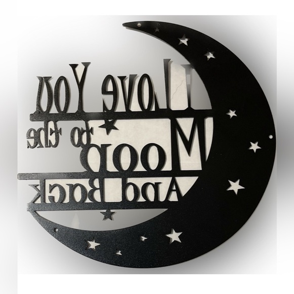 I LOVE YOU TO THE MOON AND BACK ❤️ BLACK METAL SIGN - Picture 4 of 4